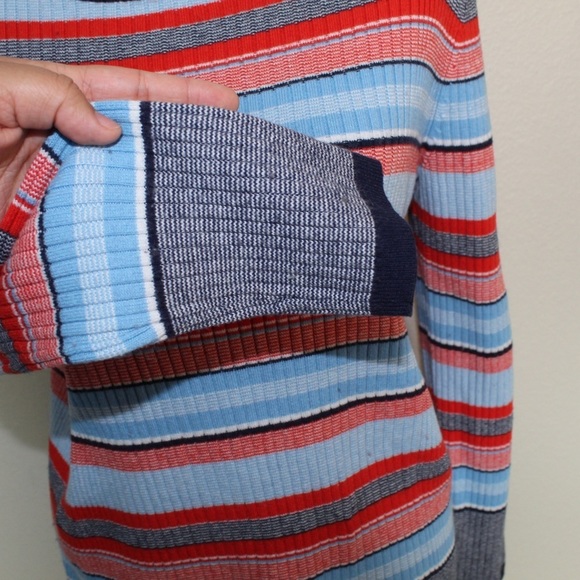 Halogen Woman's Stripped Ribbed Knit Pullover Sweater Top - Size Medium - Picture 5 of 6